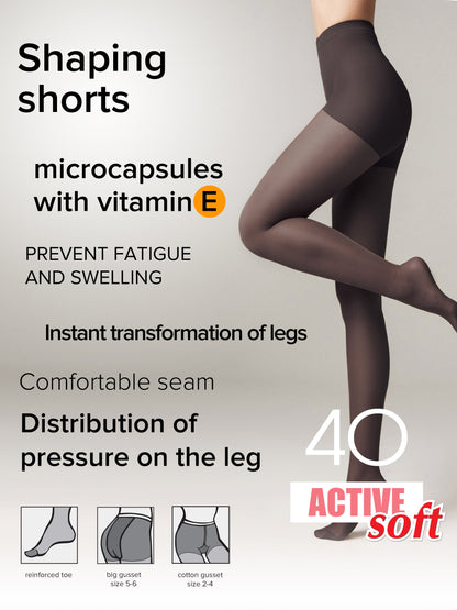Tights Conte Active Soft 40 Den - Shaping Support with Vitamin E by TheRanok.com