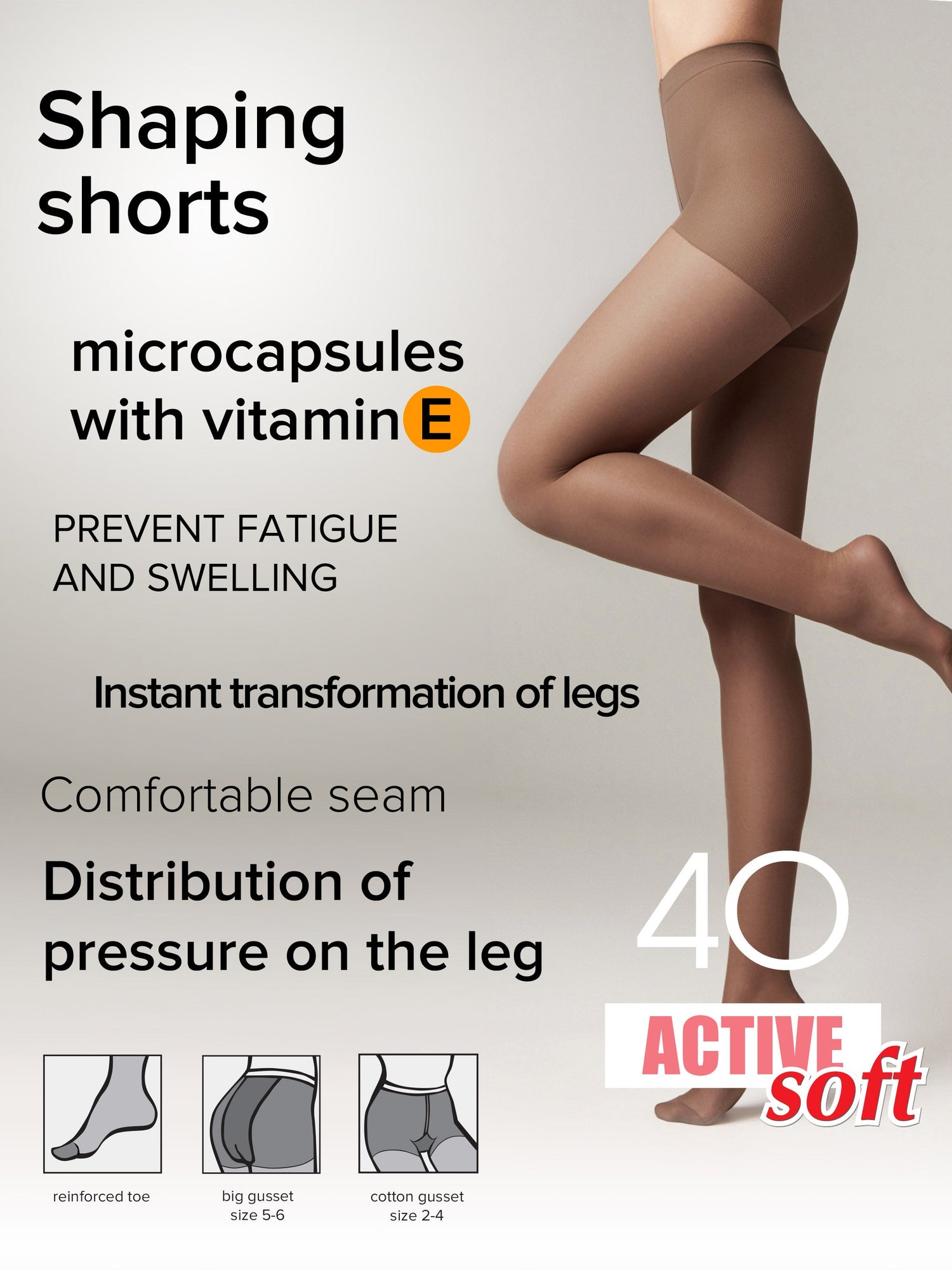 Tights Conte Active Soft 40 Den - Shaping Support with Vitamin E by TheRanok.com