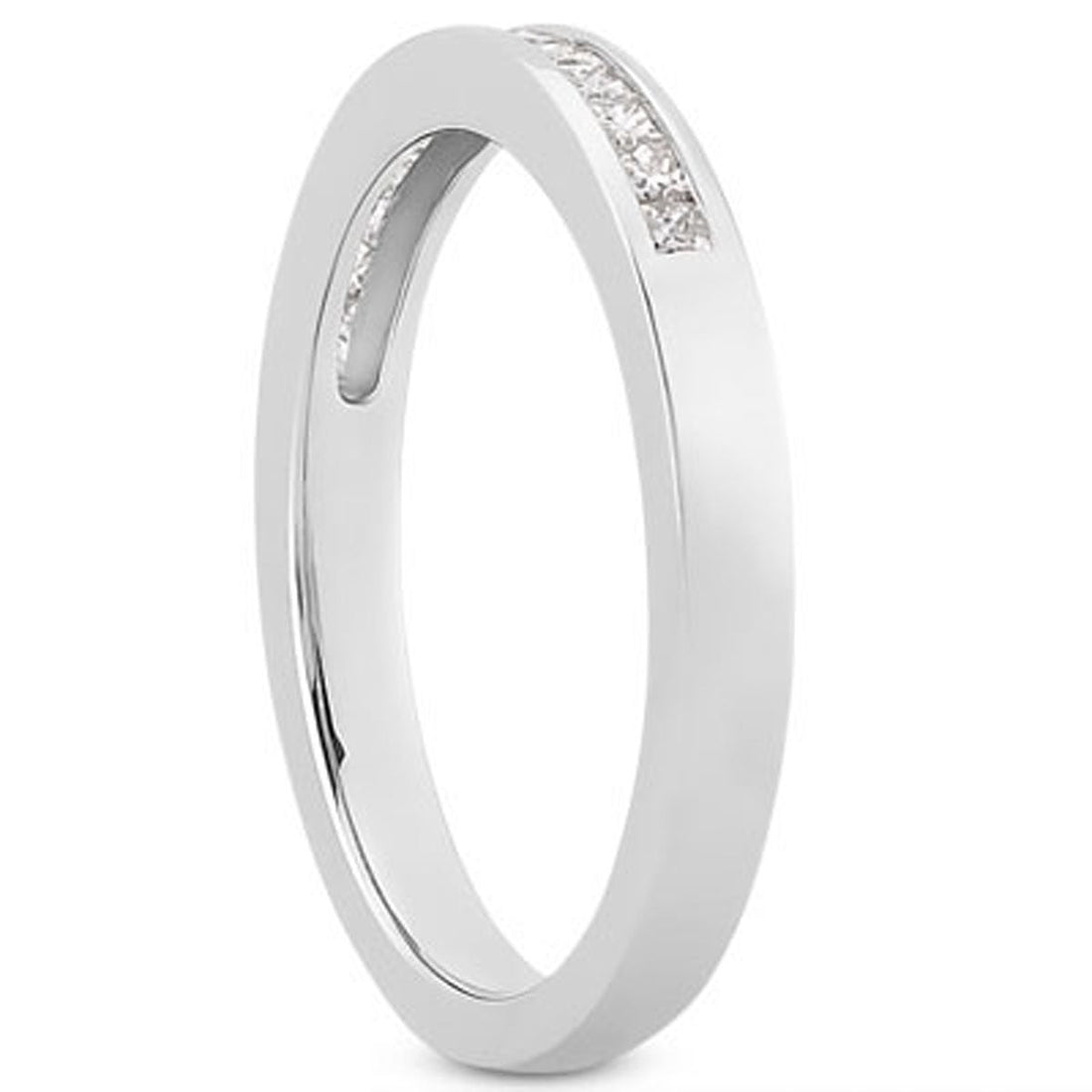 14k White Gold Channel Set Princess Diamond Wedding Ring Band by Bids.com
