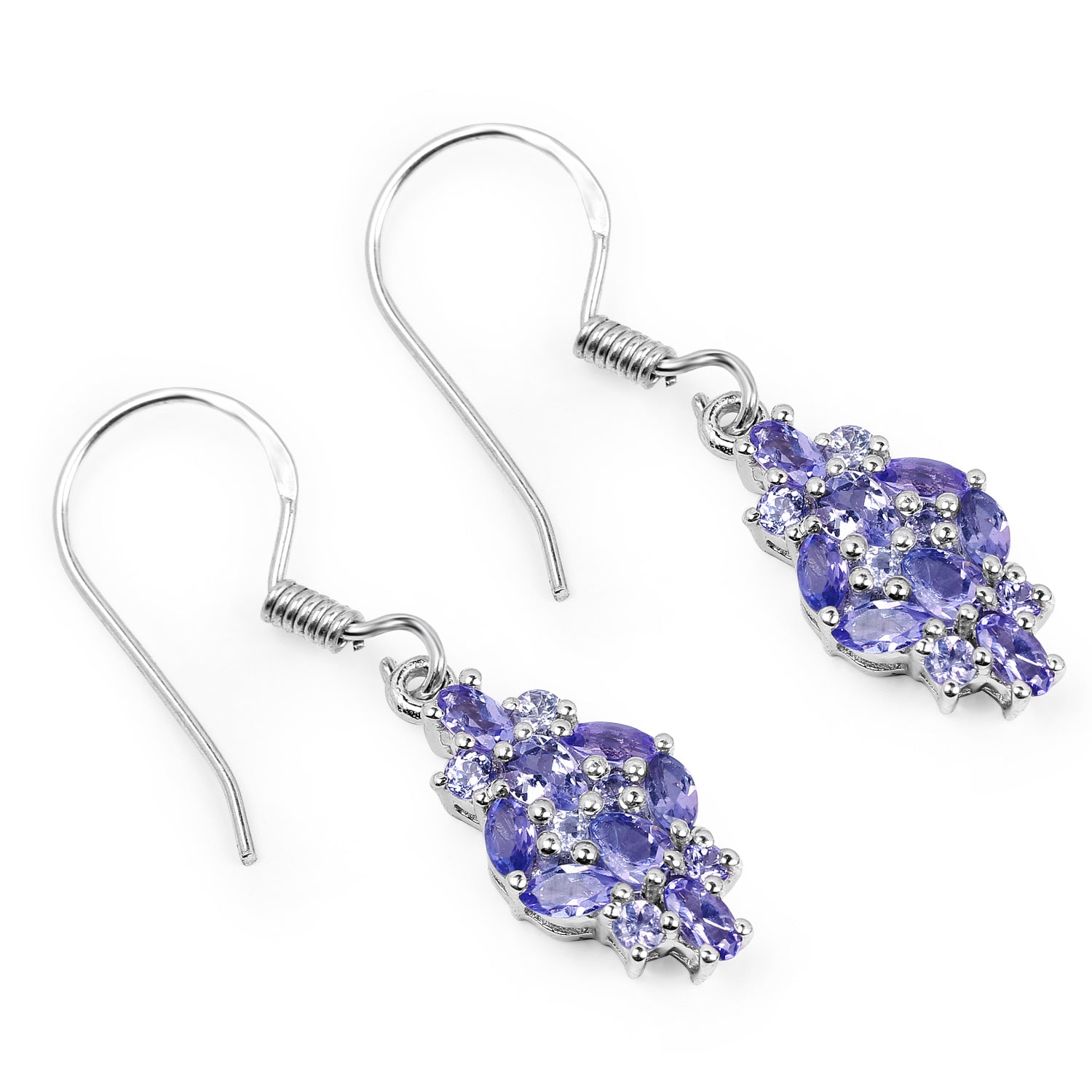 2.04 Carat Genuine Tanzanite .925 Sterling Silver Earrings  DestGlow