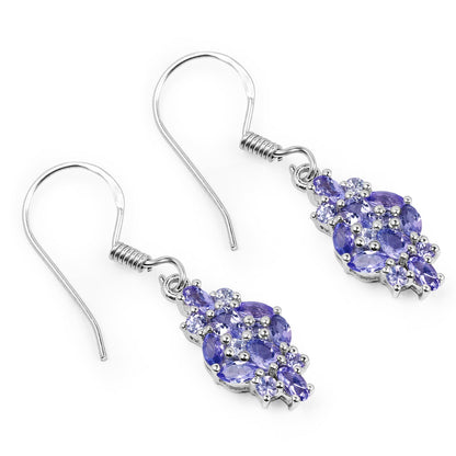2.04 Carat Genuine Tanzanite .925 Sterling Silver Earrings  DestGlow