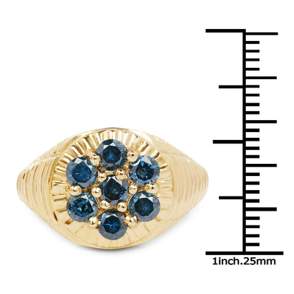 14K Yellow Gold Plated 1.40 Carat Genuine Blue Diamond .925 Sterling Silver Ring by Bids.com