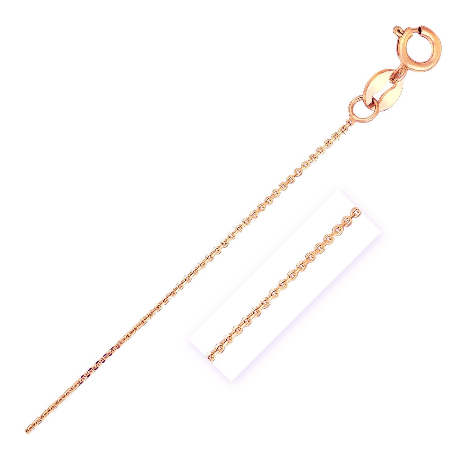 14k Rose Gold Diamond Cut Cable Link Chain 0.7mm by Bids.com