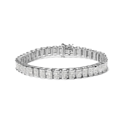 14K Yellow Gold 5.0 Cttw Invisible Set Princess-cut Diamond Buckle Link Tennis Bracelet (H-I Color, SI2-I1 Clarity) - Size 7.25" by Bids.com