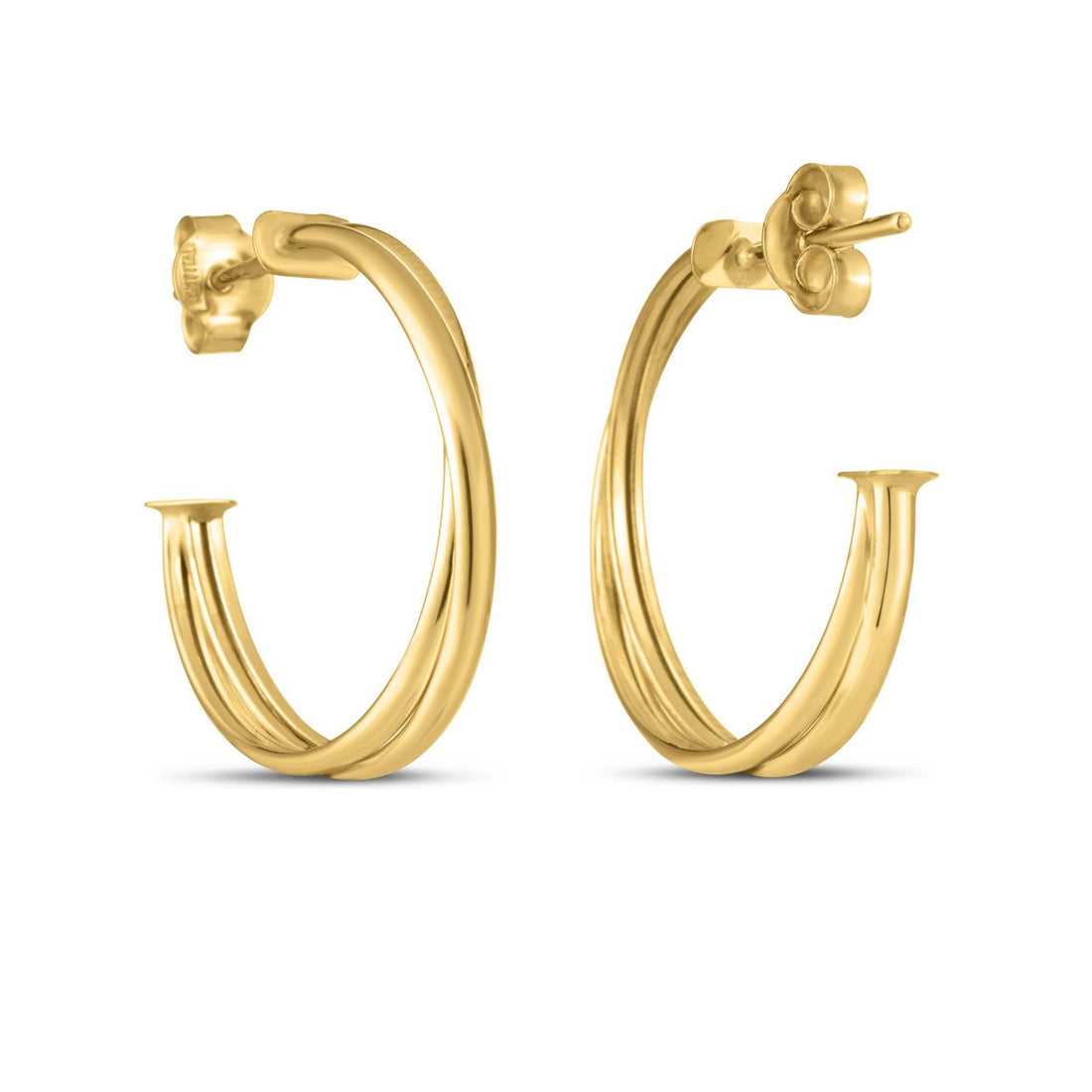 14k Yellow Gold Large Crossover Hoops by Bids.com