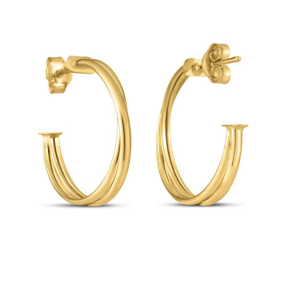 14k Yellow Gold Large Crossover Hoops by Bids.com