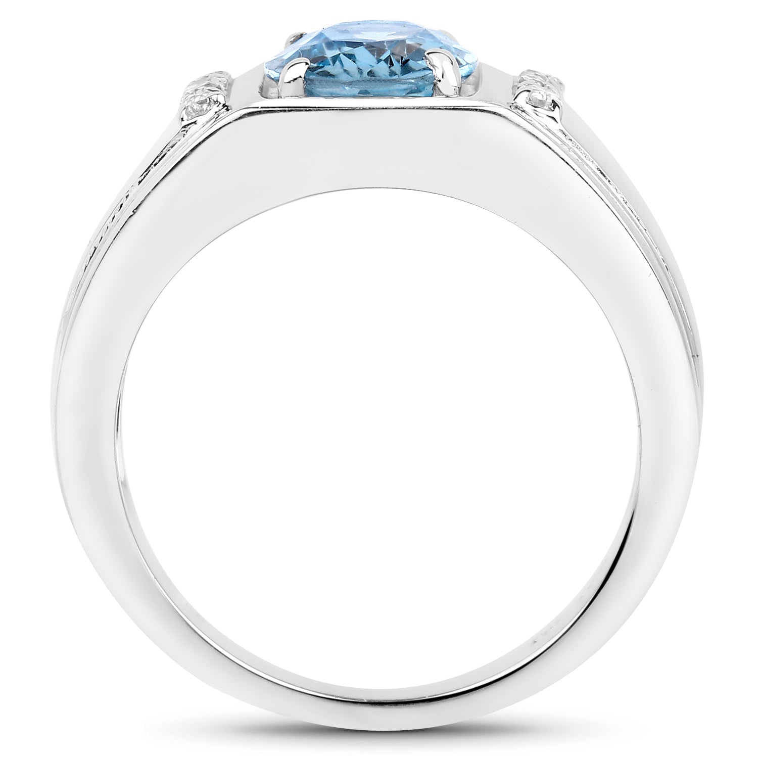 2.18 Carat Genuine London Blue Topaz and White Topaz .925 Sterling Silver Ring by Bids.com