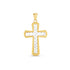 14k Two Tone Gold High Polish Diamond Cut Cross Pendant by Bids.com