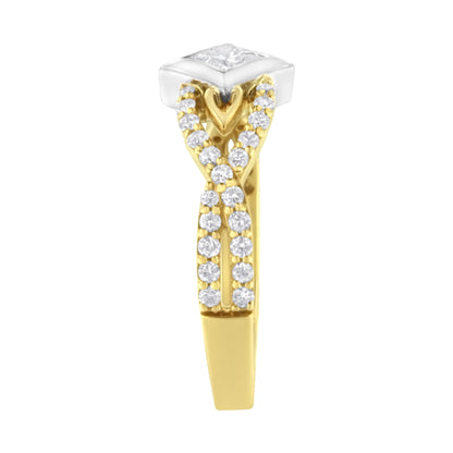 10K Two Tone Color 2/3 Cttw Diamond Kite and Twist Shank Ring (H-I Color,SI2-I1 Clarity) by Bids.com