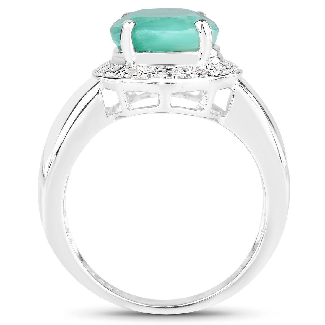 4.72 Carat Genuine Emerald and White Diamond .925 Sterling Silver Ring by Bids.com