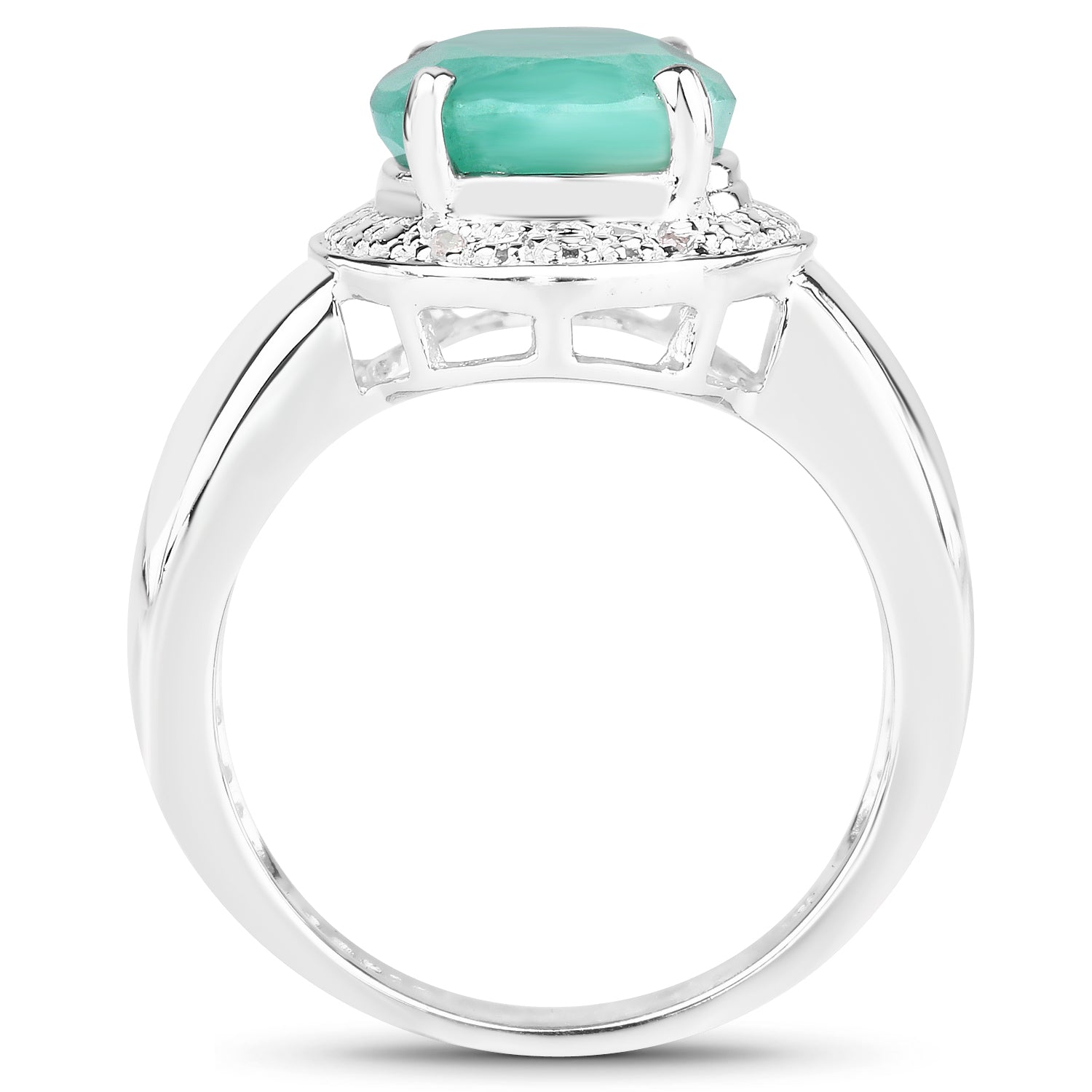 4.72 Carat Genuine Emerald and White Diamond .925 Sterling Silver Ring by Bids.com