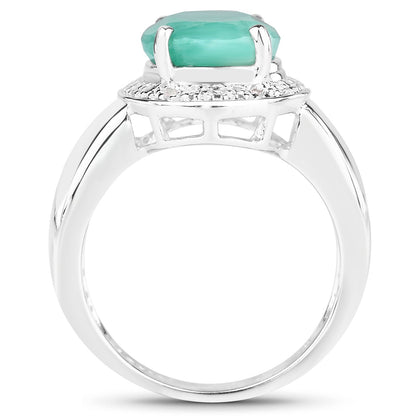 4.72 Carat Genuine Emerald and White Diamond .925 Sterling Silver Ring by Bids.com