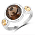 3.56 Carat Genuine Smoky Quartz and Citrine .925 Sterling Silver Ring  DestGlow