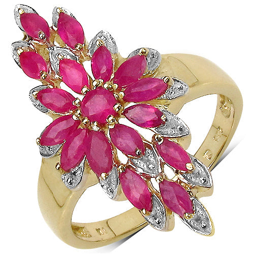 14K Yellow Gold Plated 2.04 Carat Genuine Ruby .925 Sterling Silver Ring by Bids.com