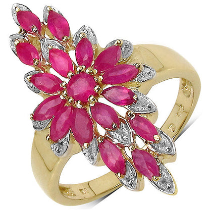 14K Yellow Gold Plated 2.04 Carat Genuine Ruby .925 Sterling Silver Ring by Bids.com