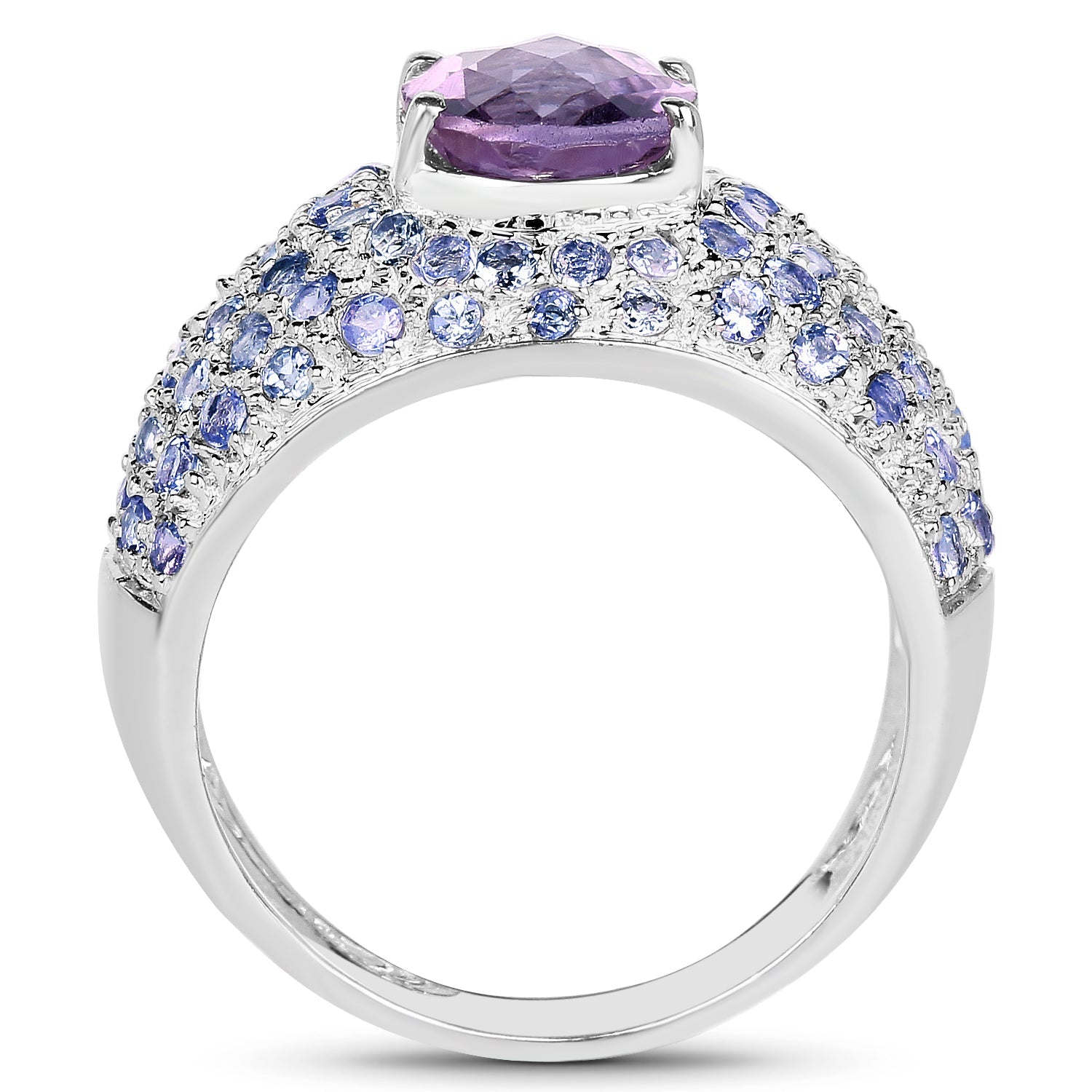 4.21 Carat Genuine Amethyst and Tanzanite .925 Sterling Silver Ring by Bids.com