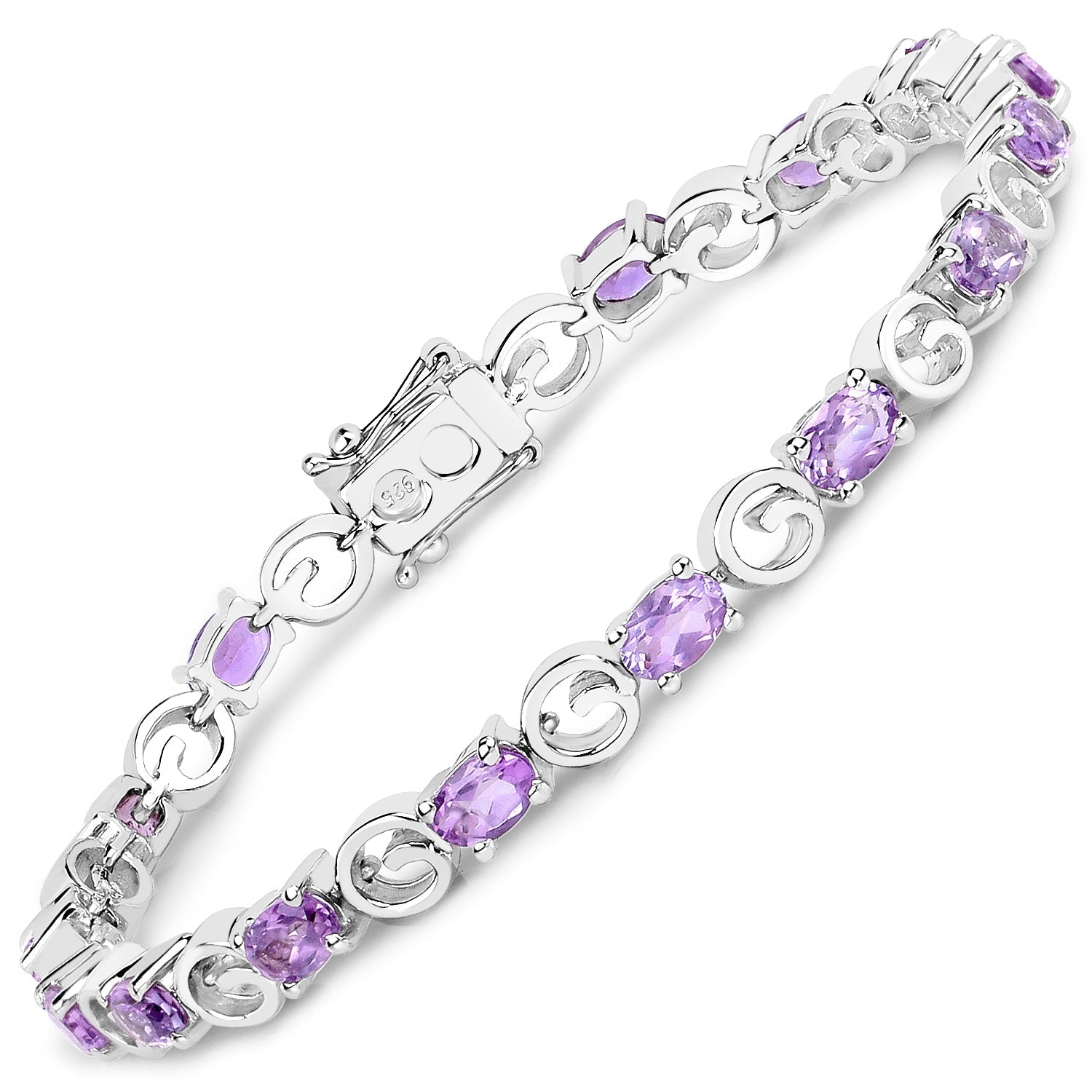 6.88 Carat Genuine Amethyst .925 Sterling Silver Bracelet  DestGlow