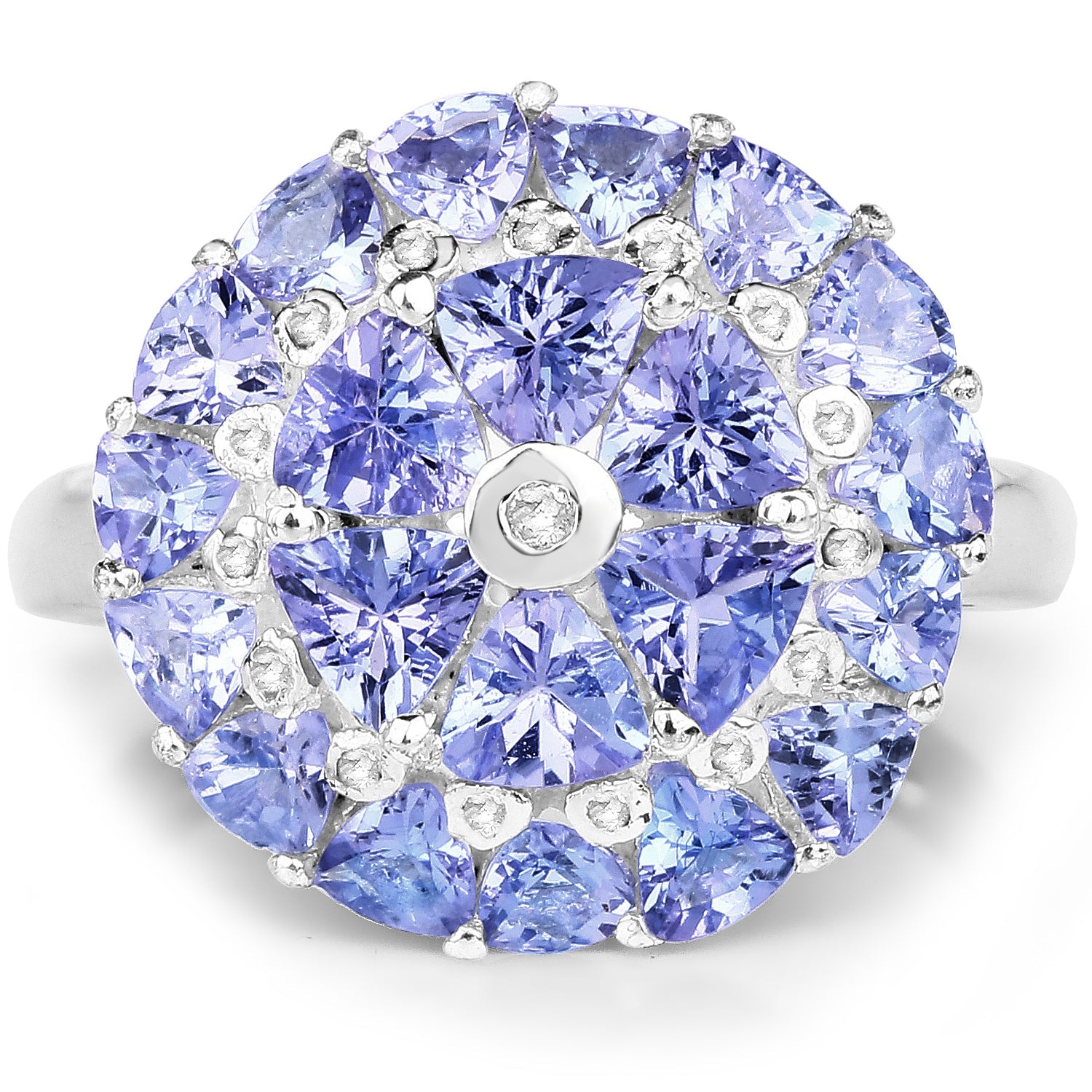 2.96 Carat Genuine Tanzanite and White Diamond .925 Sterling Silver Ring by Bids.com