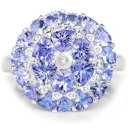 2.96 Carat Genuine Tanzanite and White Diamond .925 Sterling Silver Ring by Bids.com