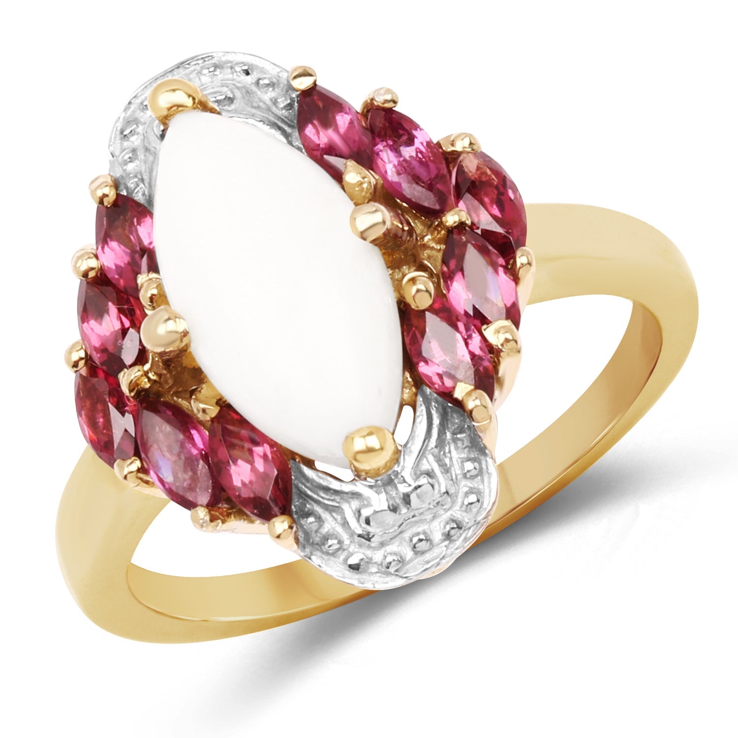 1.90 Carat Genuine Opal and Rhodolite .925 Sterling Silver Ring by Bids.com