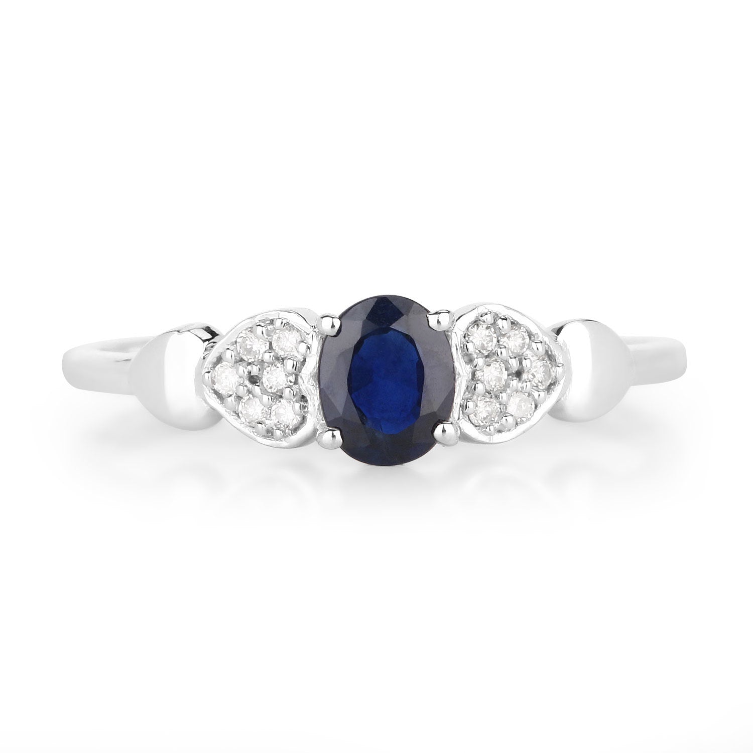 0.44 Carat Genuine Blue Sapphire and White Diamond 14K White Gold Ring by Bids.com