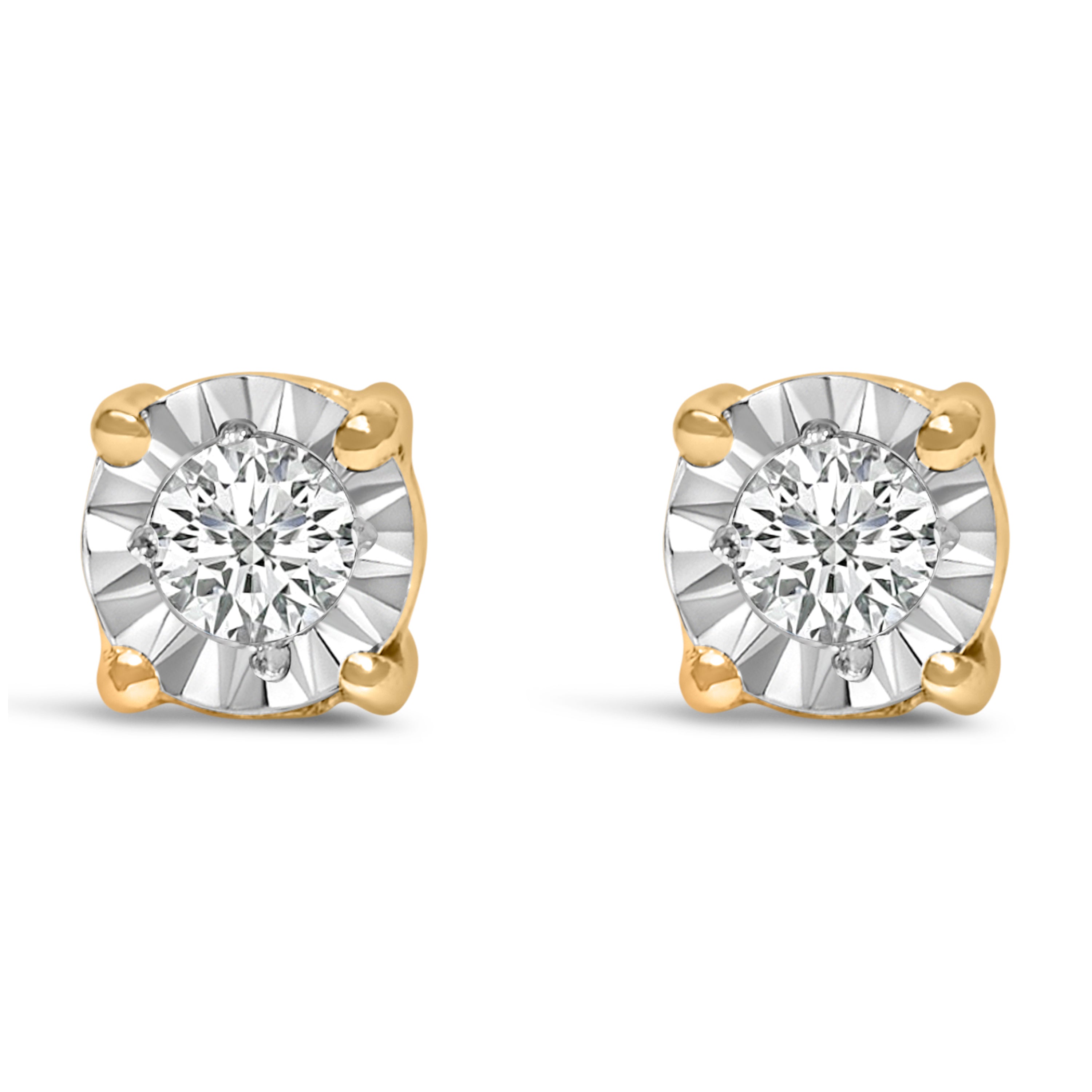 .925 Sterling Silver 1/10 Cttw Round Brilliant-Cut Lab Grown Diamond Miracle-Set Stud Earrings (F-G Color, VS1-VS2 Clarity) by Bids.com