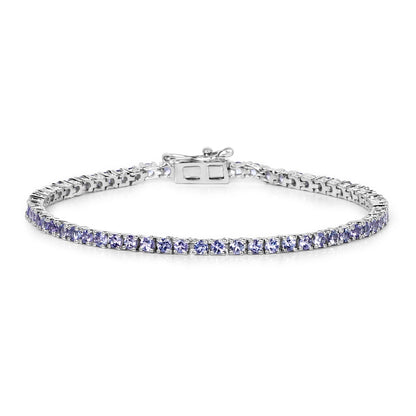 4.34 Carat Genuine Tanzanite .925 Sterling Silver Bracelet  DestGlow