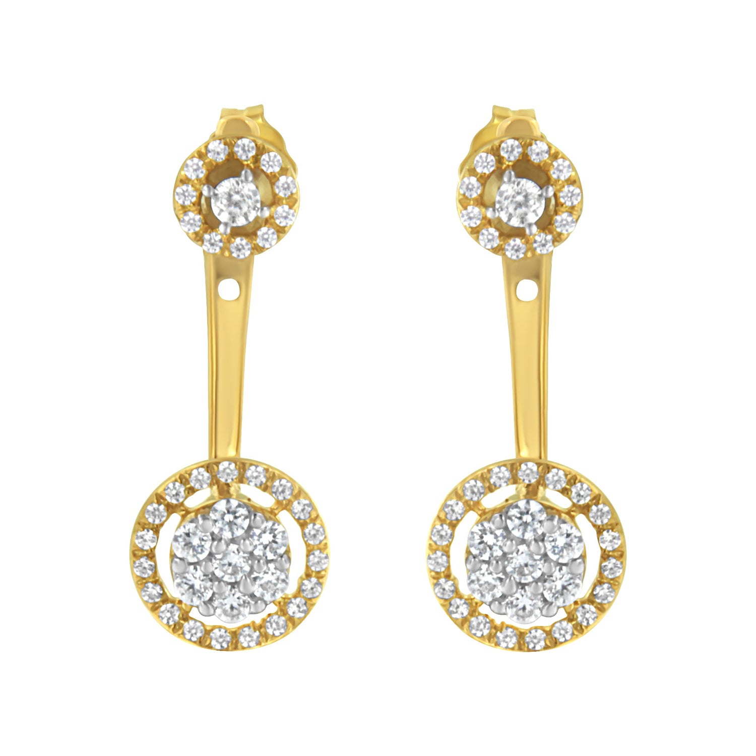 14K Yellow Gold Plated .925 Sterling Silver 5/8 Cttw Diamond Removable Stud and Dangle Earrings (I-J Color, I2-I3) by Bids.com