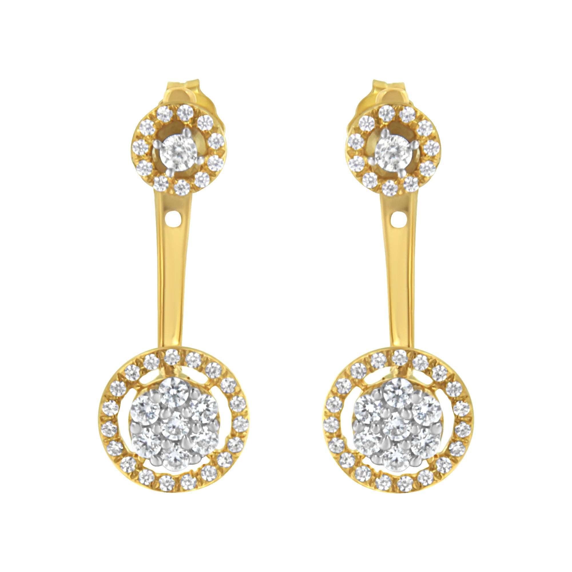 14K Yellow Gold Plated .925 Sterling Silver 5/8 Cttw Diamond Removable Stud and Dangle Earrings (I-J Color, I2-I3) by Bids.com