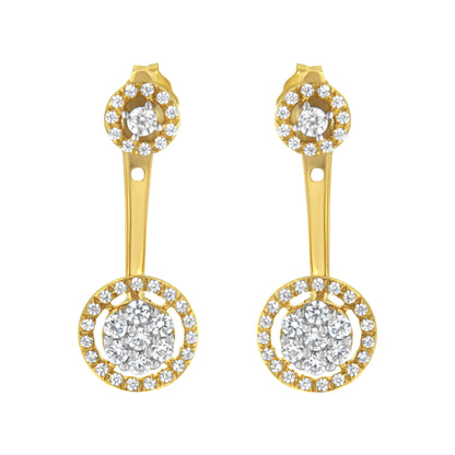 14K Yellow Gold Plated .925 Sterling Silver 5/8 Cttw Diamond Removable Stud and Dangle Earrings (I-J Color, I2-I3) by Bids.com