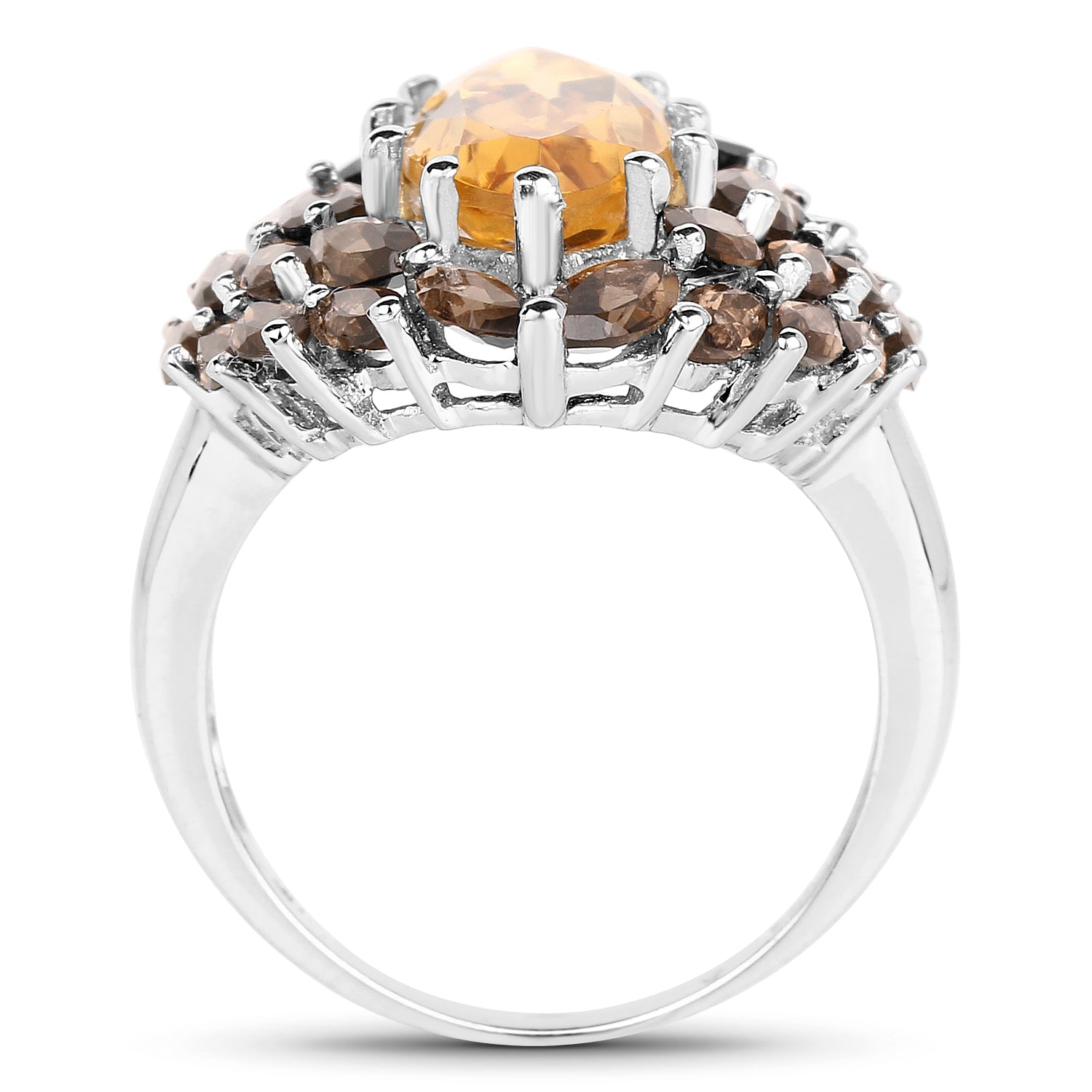 6.20 Carat Genuine Citrine &amp; Smoky Quartz .925 Sterling Silver Ring by Bids.com