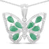 1.91 Carat Genuine Emerald and White Zircon .925 Sterling Silver Pendant  DestGlow