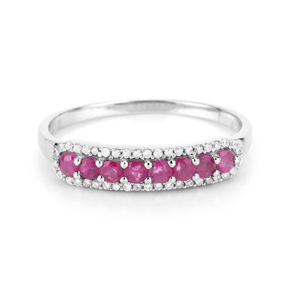 0.47 Carat Genuine Ruby and White Diamond 14K White Gold Ring by Bids.com