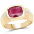 14K Yellow Gold Plated 3.50 Carat Genuine Glass Filled Ruby .925 Sterling Silver Ring by Bids.com