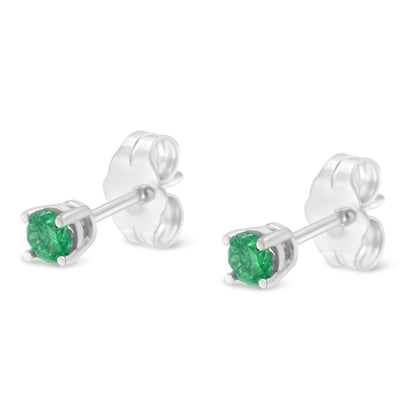 .925 Sterling Silver 1/4 Cttw Round Brilliant-Cut Green Diamond Classic 4-Prong Stud Earrings (Fancy Color-Enhanced, I2-I3 Clarity) by Bids.com