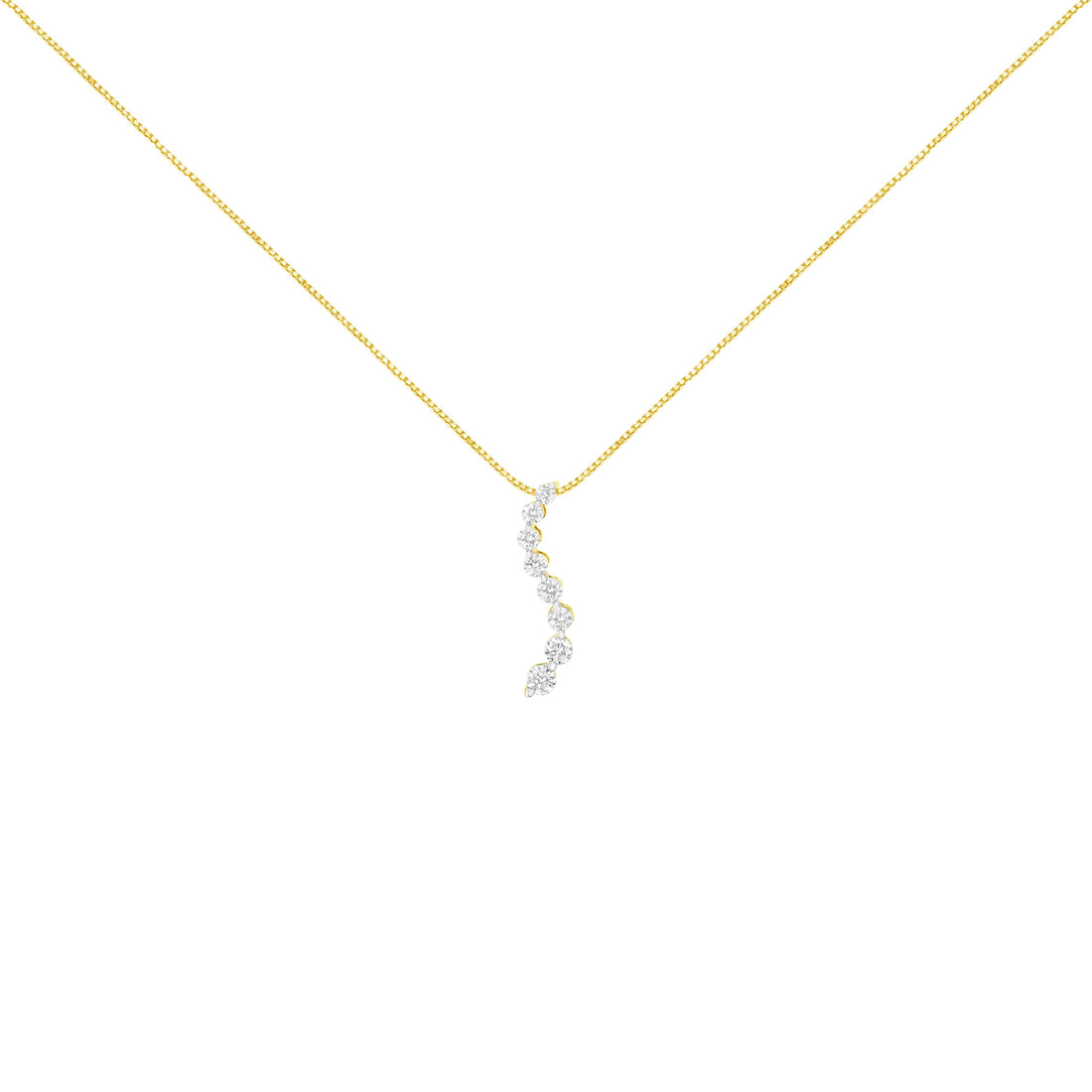 14k Yellow Gold 3.0 cttw Baguette and Brilliant Round-Cut Diamond Journey 18" Pendant Necklace (I-J Color, I2-I3 Clarity) by Bids.com