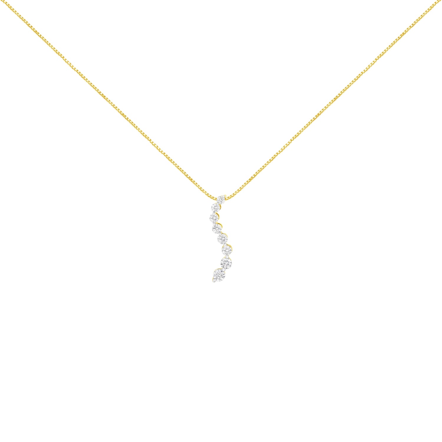 14k Yellow Gold 3.0 cttw Baguette and Brilliant Round-Cut Diamond Journey 18" Pendant Necklace (I-J Color, I2-I3 Clarity) by Bids.com