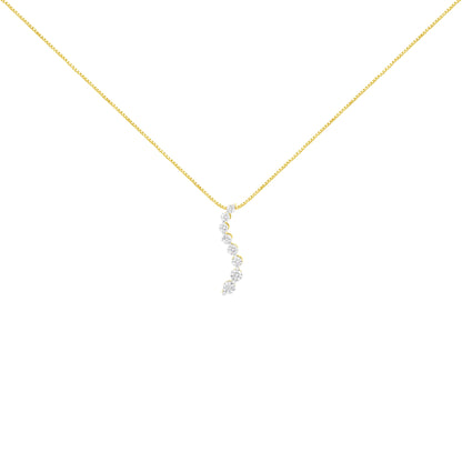 14k Yellow Gold 3.0 cttw Baguette and Brilliant Round-Cut Diamond Journey 18" Pendant Necklace (I-J Color, I2-I3 Clarity) by Bids.com