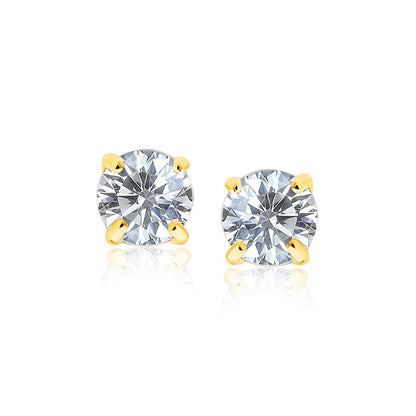 14k Yellow Gold 8.0mm Round CZ Stud Earrings by Bids.com