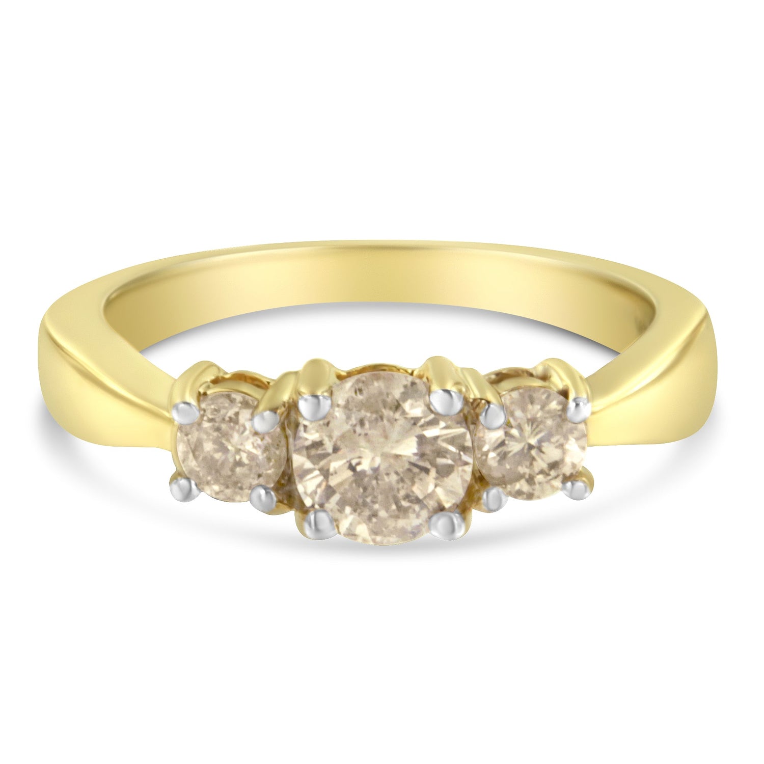 10K Yellow Gold Three Stone Diamond Band Ring (1.00 cttw, J-K Color, I2-I3 Clarity) by Bids.com