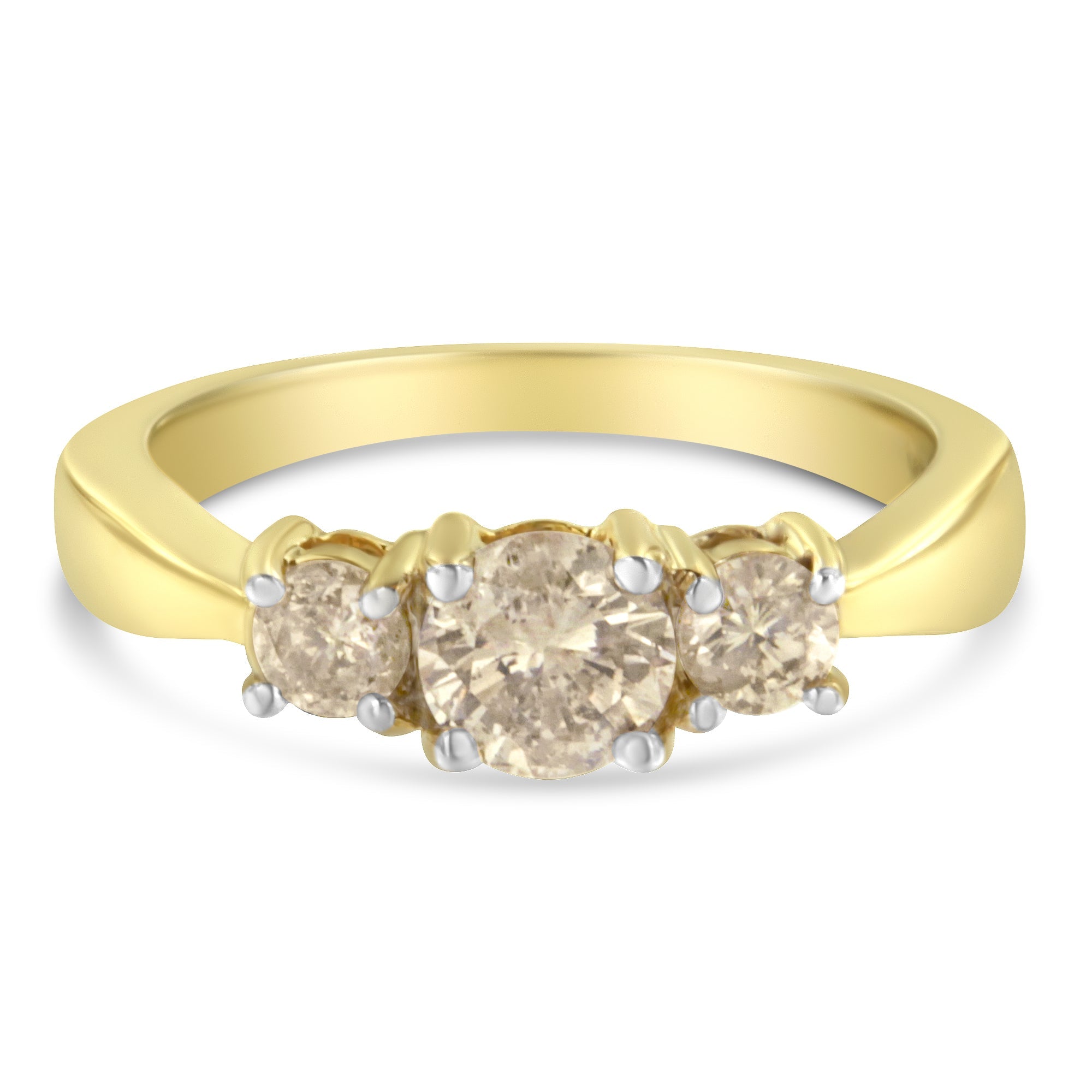 10K Yellow Gold Three Stone Diamond Band Ring (1.00 cttw, J-K Color, I2-I3 Clarity) by Bids.com