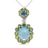 18k White Gold 0.05 Cttw Round Diamond and Blue Topaz and Green Peridot Gemstone Halo Drop 18" Pendant Necklace (F-G Color, VS1-VS2 Clarity) by Bids.com