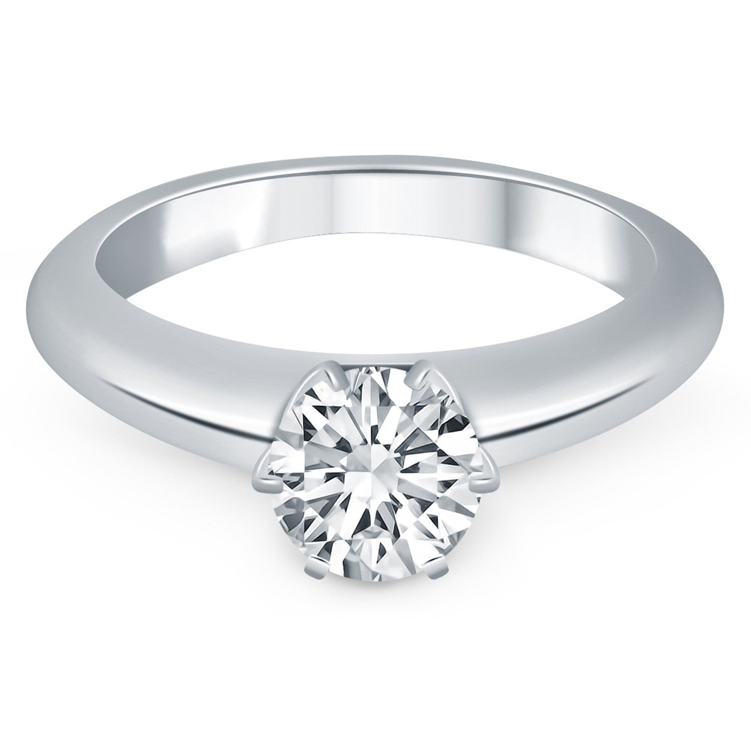 14k White Gold Solitaire Cathedral Engagement Ring by Bids.com