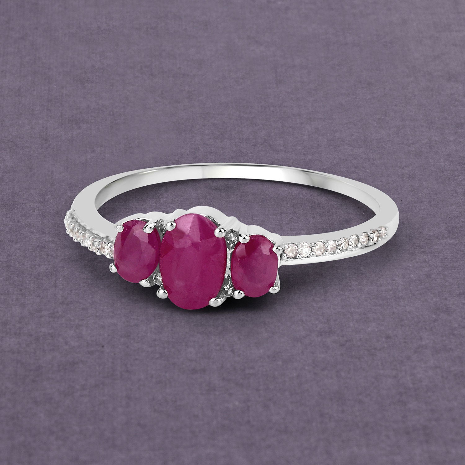 1.02 Carat Genuine Ruby and White Diamond 14K White Gold Ring by Bids.com