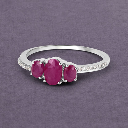 1.02 Carat Genuine Ruby and White Diamond 14K White Gold Ring by Bids.com