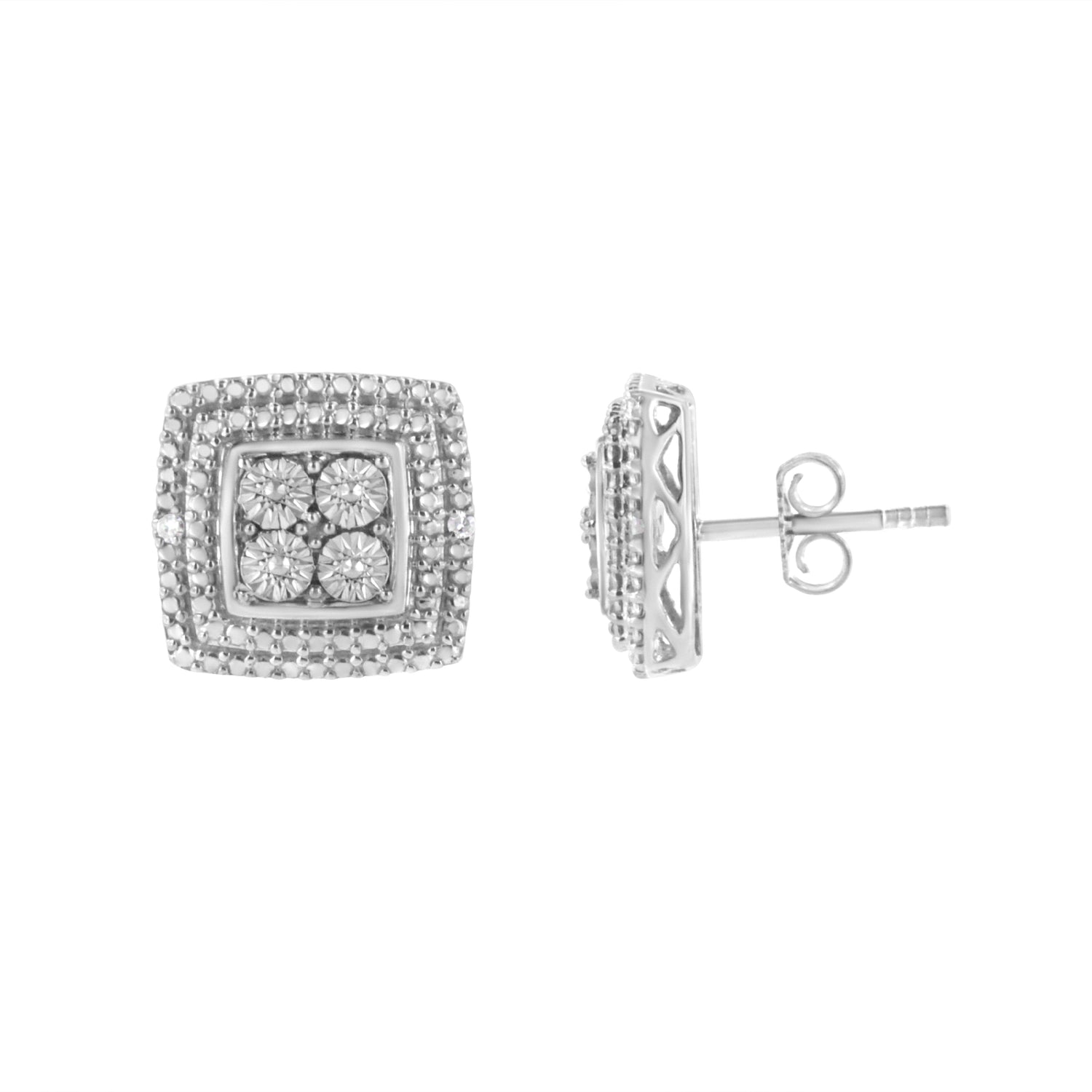 10K Yellow, White, and Rose Gold Plated Sterling Silver Diamond Accent Earrings (I-J Clarity, I3 Color) by Bids.com