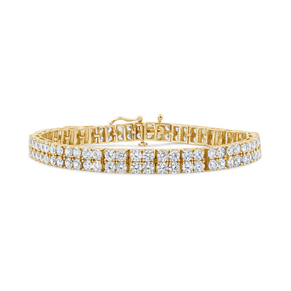 14K Yellow Gold 10.0 Cttw Diamond 2 Row Tennis Bracelet (L-M Color, I2-I3 Clarity) - Size 7.25 Inches  DestGlow