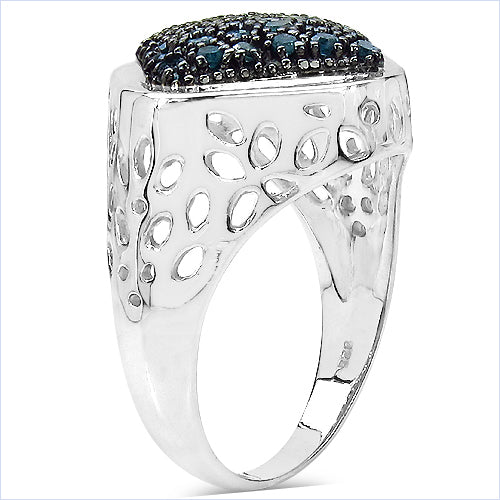 0.54 Carat Genuine Blue Diamond .925 Sterling Silver Ring by Bids.com