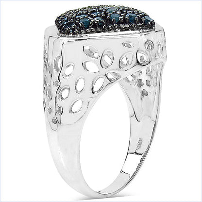 0.54 Carat Genuine Blue Diamond .925 Sterling Silver Ring by Bids.com