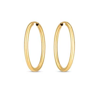 14k Yellow Gold Endless Oval Hoop Earrings(2x25mm) by Bids.com